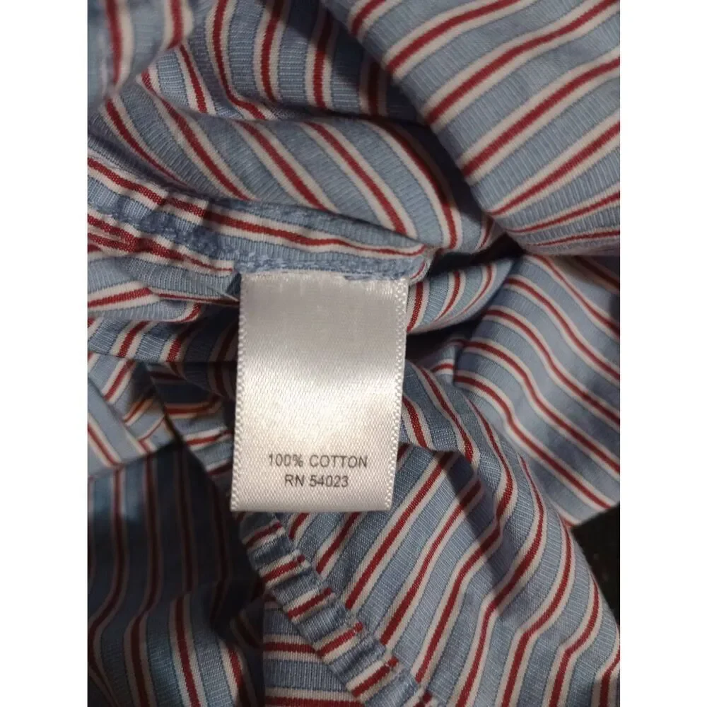 Banana Republic Shirt Men's Extra Large Blue Red Button Front Long Sleeve‎
